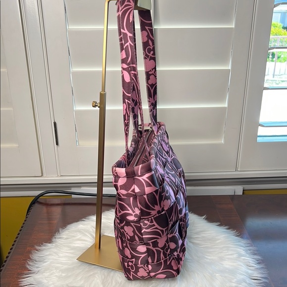 HARVEYS Seatbelt Classic Brown & Pink Leaf and Florals Shoulder Bag Vintage EC - Picture 5 of 17